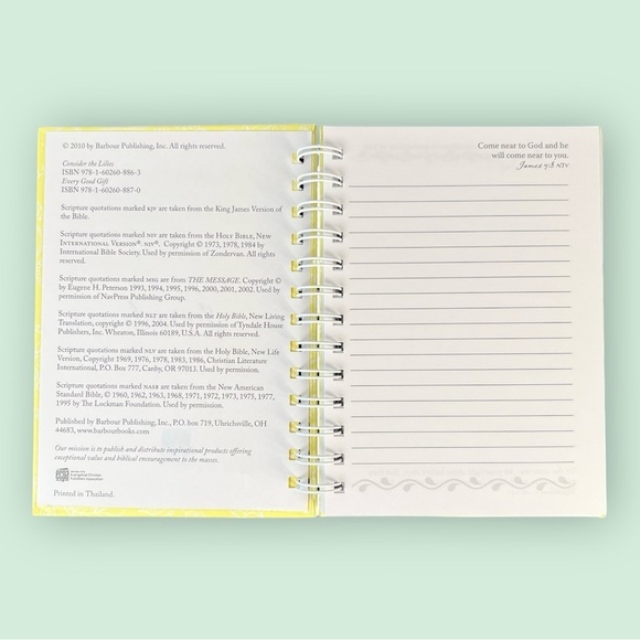 Bible Journal, Yellow Floral Spiral Notebook - Picture 8 of 8